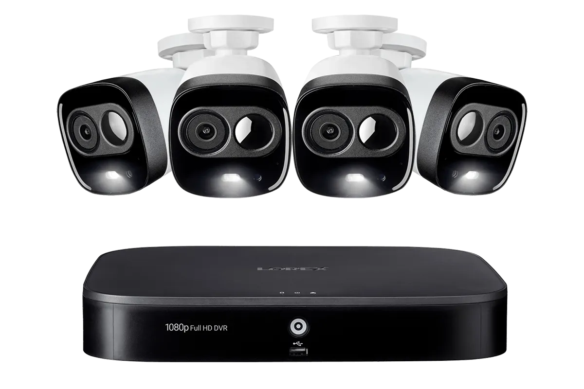 1080p HD 8-Channel Security System with 4 1080p Active Deterrence Security Cameras, Advanced Motion Detection and Smart Home Voice Control