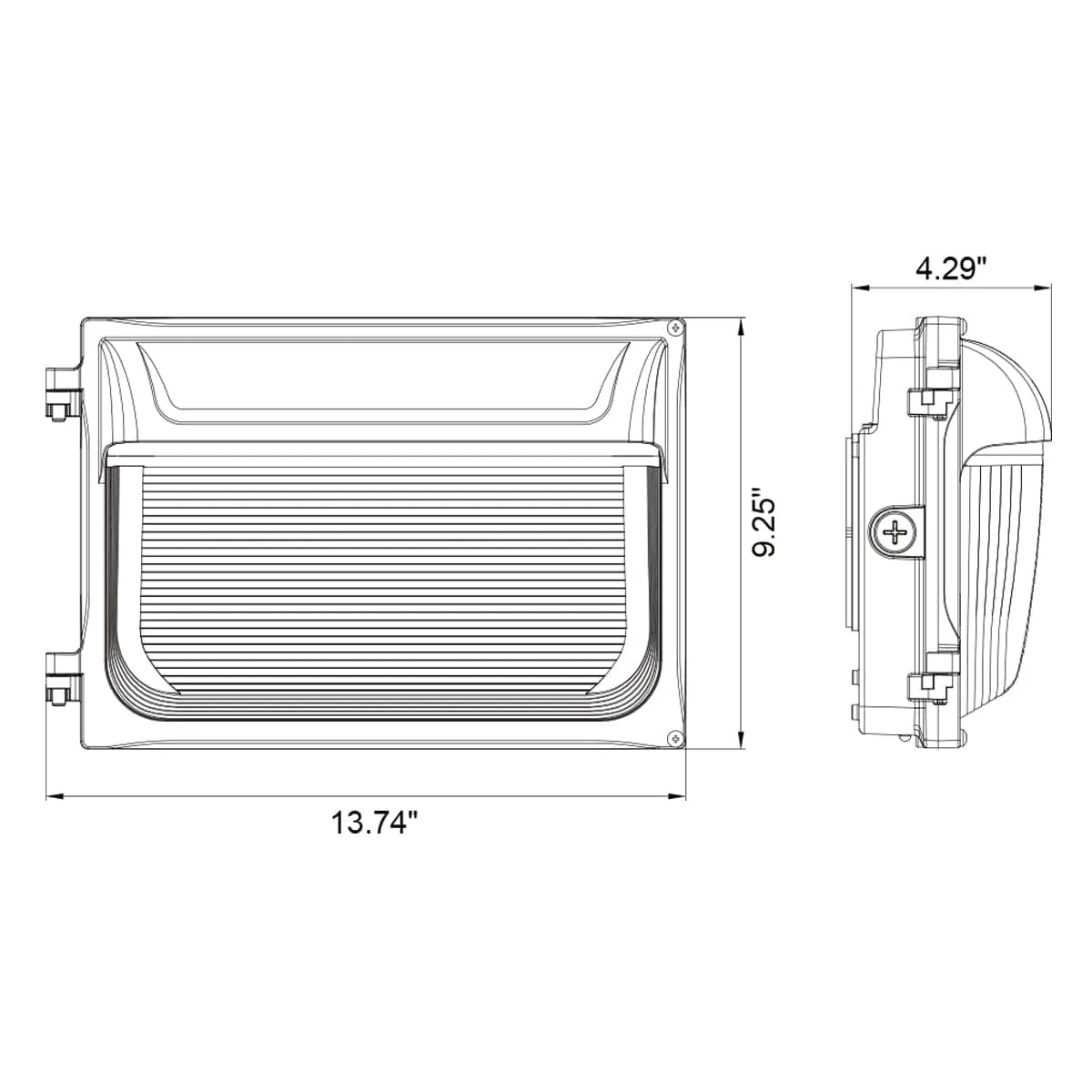 120W/100W/80W LED Slim Wall Pack / 3K/4K/5K CCT / Dusk-to-Dawn Photocell / Glass Lens / 100-277VAC / Bronze