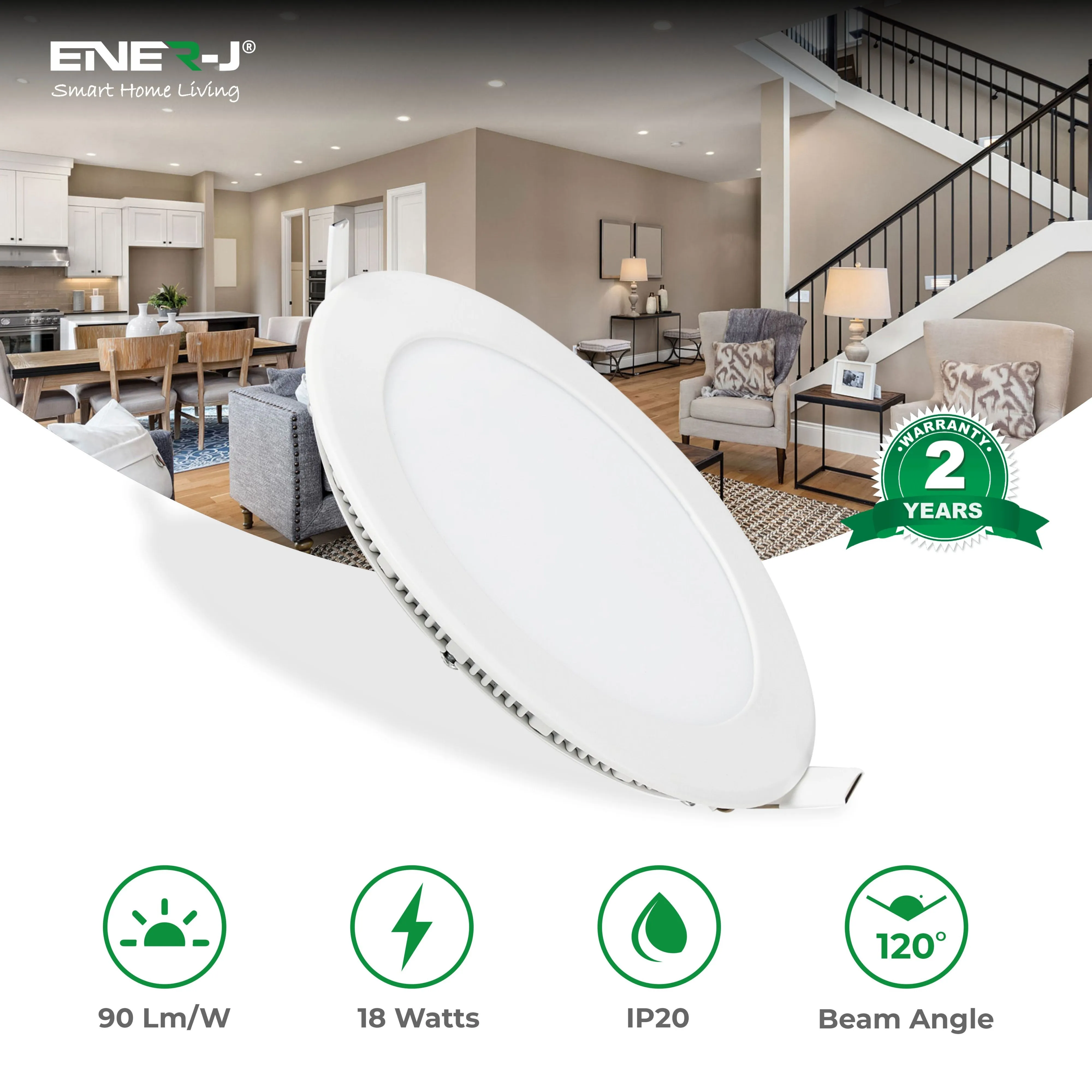 18W Recessed Round LED Downlight Mini Panel 220mm Diameter, 205mm Hole Size, CE Driver, 6000K, 20000 Hours Long Life