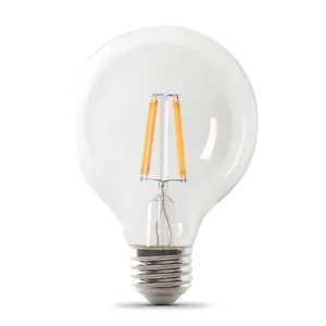 2.5W (25W Replacement) Soft White (3000K) E26 Base G25 Dimmable Enhance Glass Filament Globe LED Light Bulb