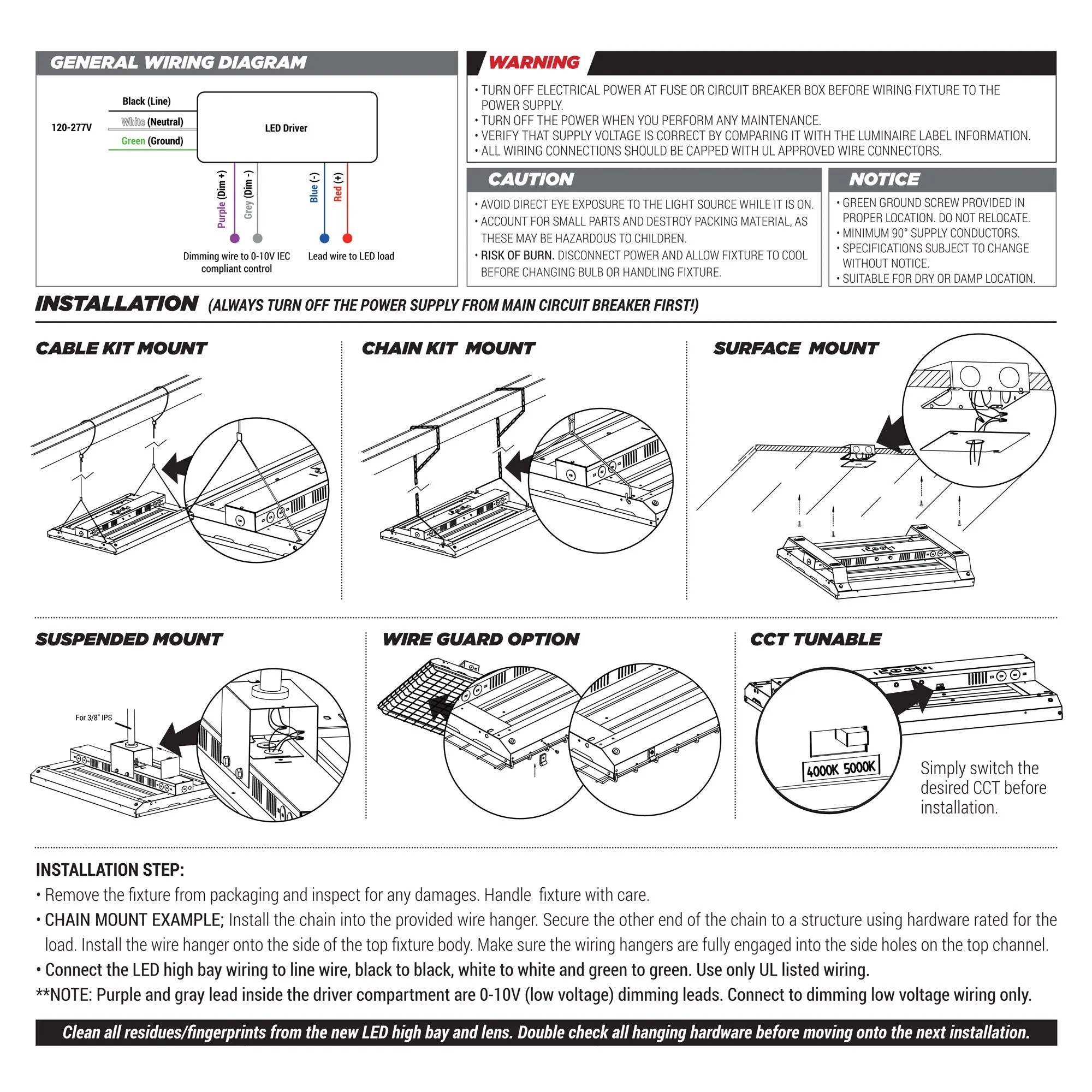 2ft. (24") 155-Watt 2CCT Selectable 20,925 Lumens Linear High Bay