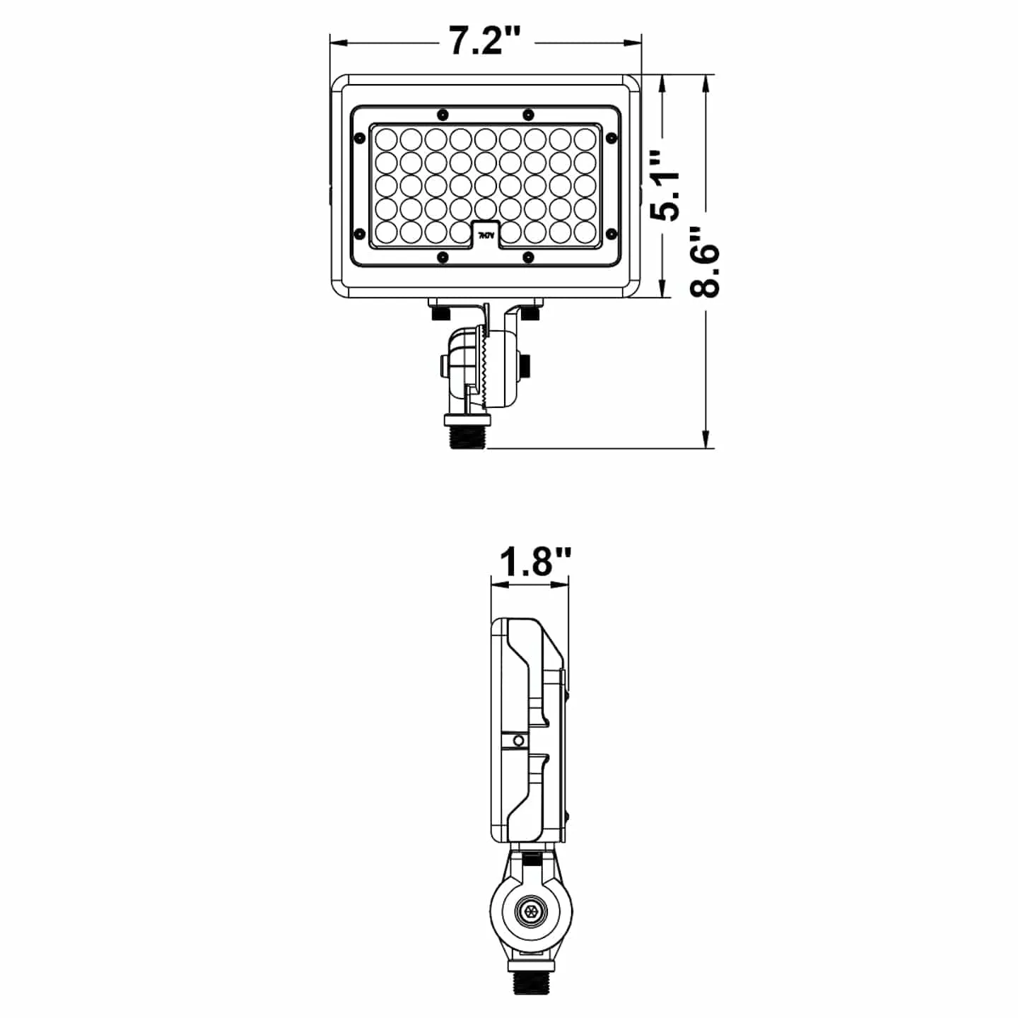 30W/15W Mini LED Area Flood Light - 30K/40K/50K - 1/2'' NPT Thread - 120-277VAC - Photocell - Bronze