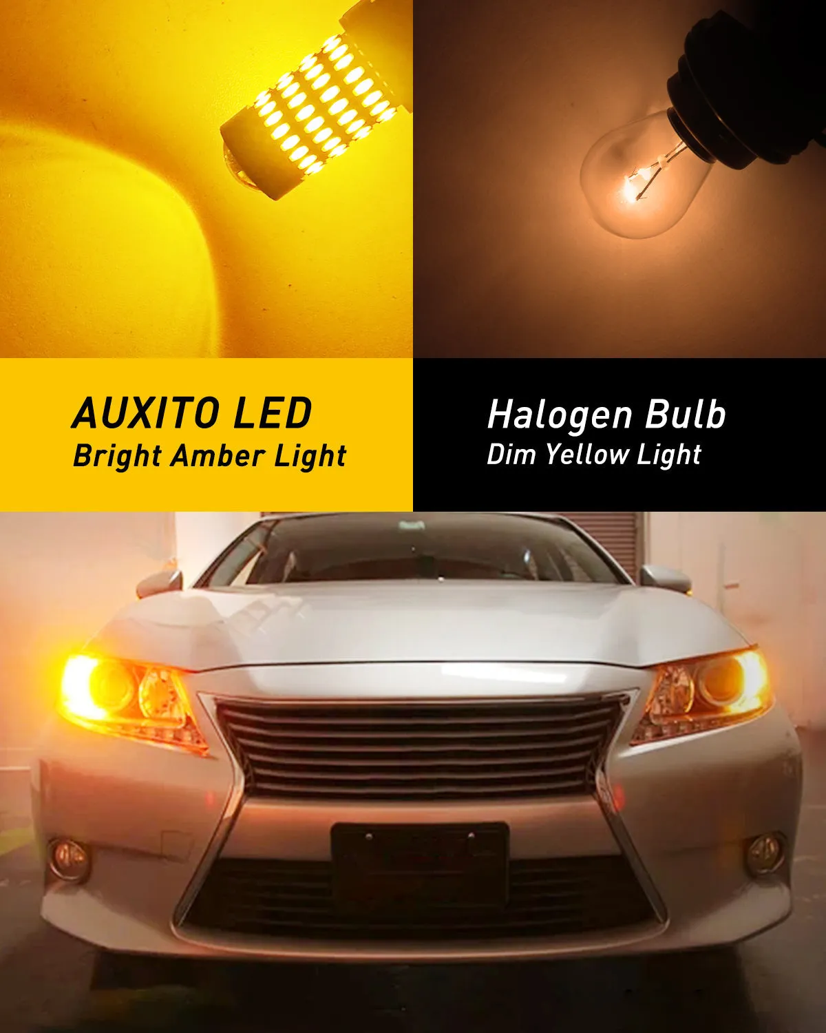 3157 LED Bulb Amber for Turn Signal Lights 400% Brighter 102-SMD Chipsets with Projector for Blinker Turn Signal Side Marker Lights, Pack of 2