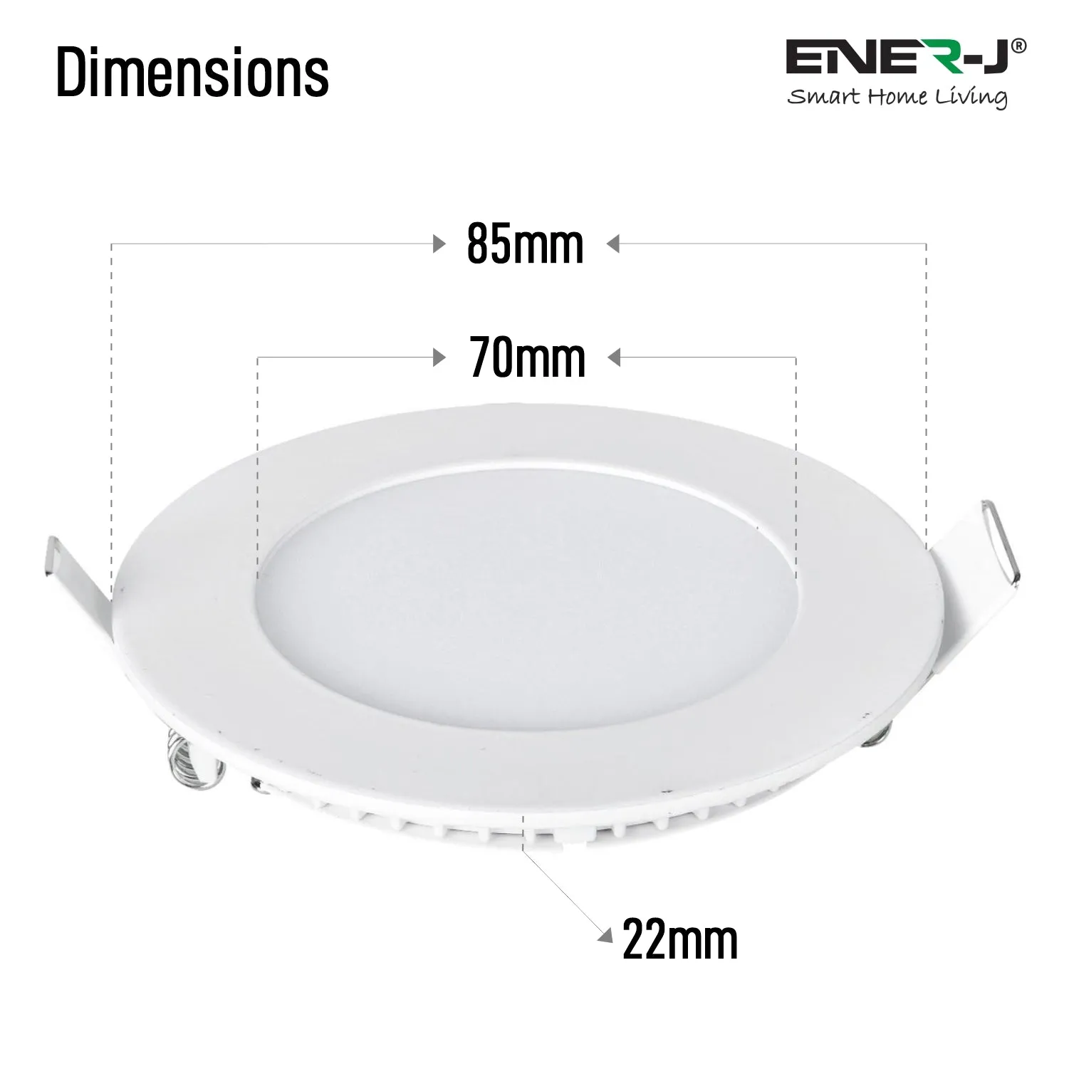 3W Recessed Round LED Mini Panel Downlight, 85mm Diameter, 70mm Hole Size, 6000K, 2 Years Warranty