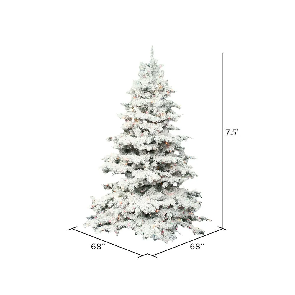 7.5' Flocked Alaskan Pine Artificial Christmas Tree Colored LED Dura-Lit lights