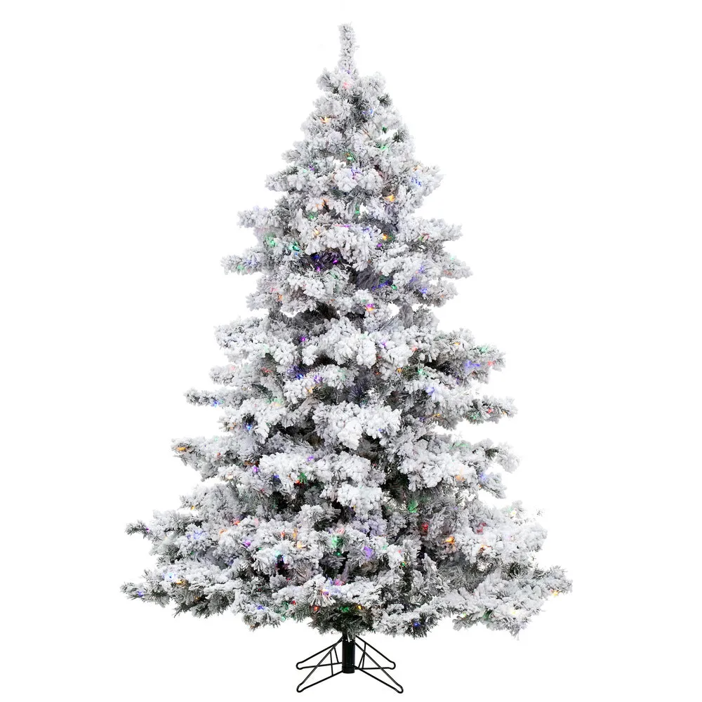 7.5' Flocked Alaskan Pine Artificial Christmas Tree Colored LED Dura-Lit lights