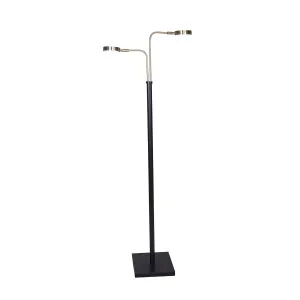 Adjustable 2-Light LED Metal Floor Lamp, Brushed Gold & Black Finish