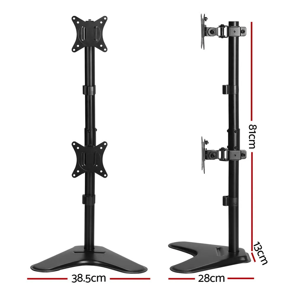 Adjustable Dual Monitor Arm Stand, Freestanding - Artiss