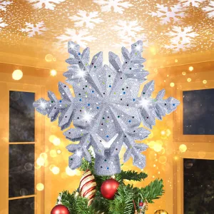 Christmas Tree Topper Rotating Snowflake Projector