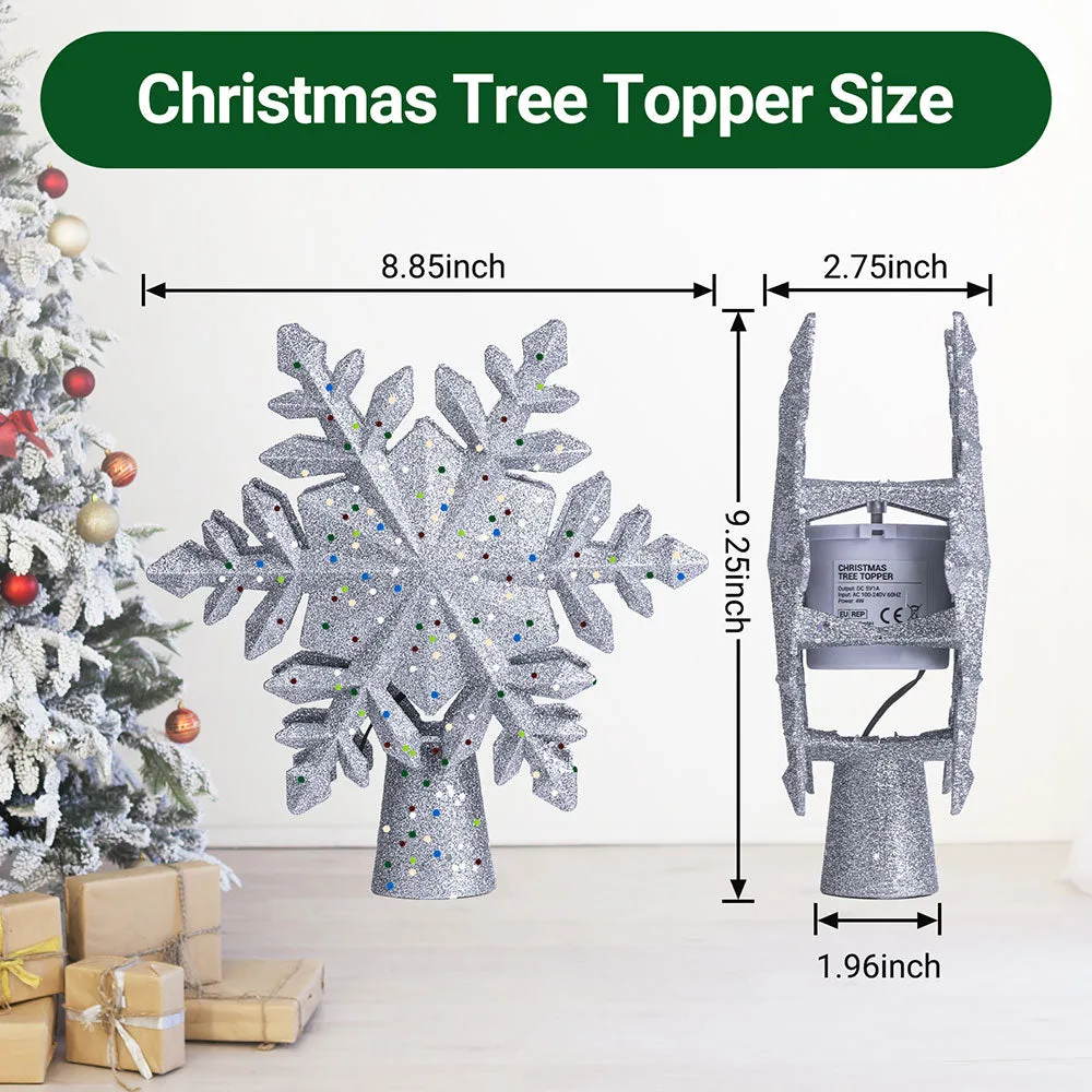 Christmas Tree Topper Rotating Snowflake Projector