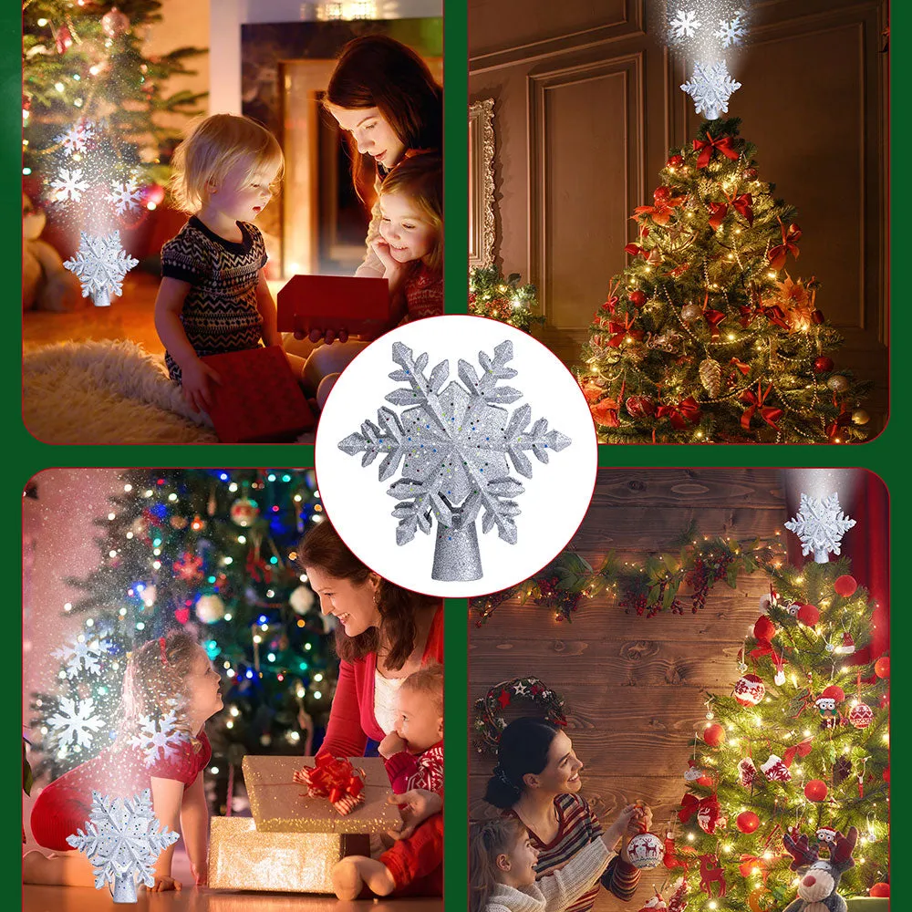 Christmas Tree Topper Rotating Snowflake Projector