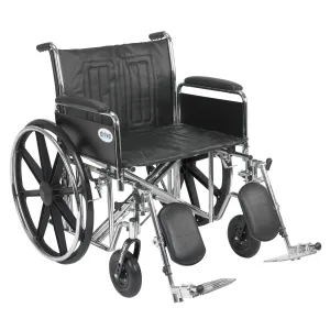 Drive Medical std24ecdfa-elr Sentra EC Heavy Duty Wheelchair, Detachable Full Arms, Elevating Leg Rests, 24" Seat