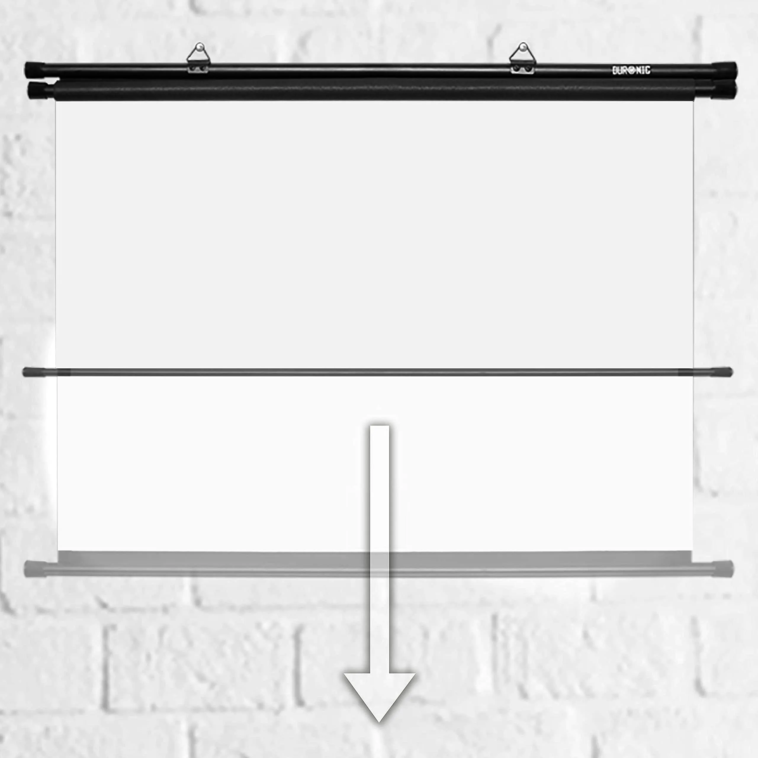 Duronic Projector Screen BPS80/43 Bar Mount 80 Inch White Projection Screens Wall or Ceiling Mountable with Hooks 4:3 for School Office Home Cinema