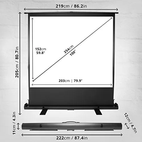 Duronic Projector Screen FPS100/43 Floor Projection Screens, 100” Freestanding Movie Screen, 4:3 Ratio Home Theatre Cinema Screen, Ideal for Home, Classroom, Office Presentations