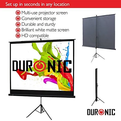 Duronic Tripod Projector Screen TPS86/43 86 Inch Standing Portable Movie Video Projection Screens 4:3 for School Office Home Cinema Theatre with Stand