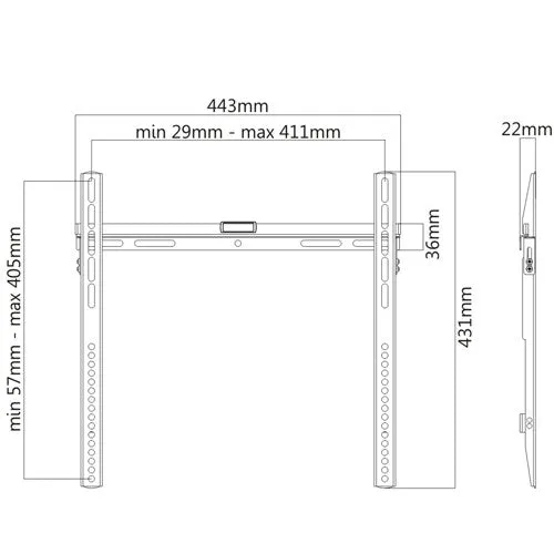 Fixed Flat Wall TV Bracket 32'' 37" 40" 43" 46" 50" 55'' VESA Max 400x400 Black