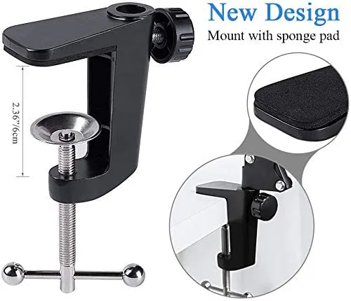 HAUEA Upgrade Adjustable Microphone Stand ,Desk Mic Scissor Arm Stand ,Table Mounting Clamp, Screw Adapter ,Snowball and Other Microphone