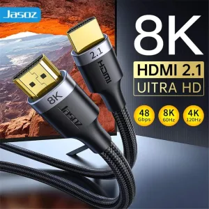 Jasoz HDMI 2.1 Cable 5m 8K 60Hz 2.0 4K 120Hz 48Gbps eARC HDR Video Cord for Amplifier TV PS4 5 RTX3080 Projector High Definition