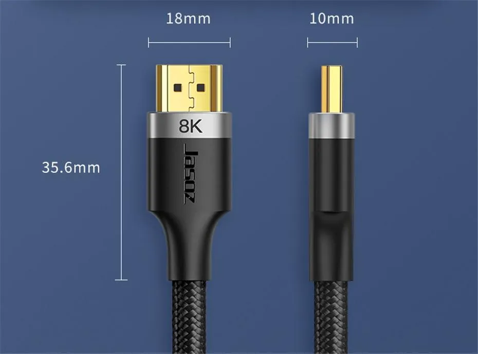 Jasoz HDMI 2.1 Cable 5m 8K 60Hz 2.0 4K 120Hz 48Gbps eARC HDR Video Cord for Amplifier TV PS4 5 RTX3080 Projector High Definition