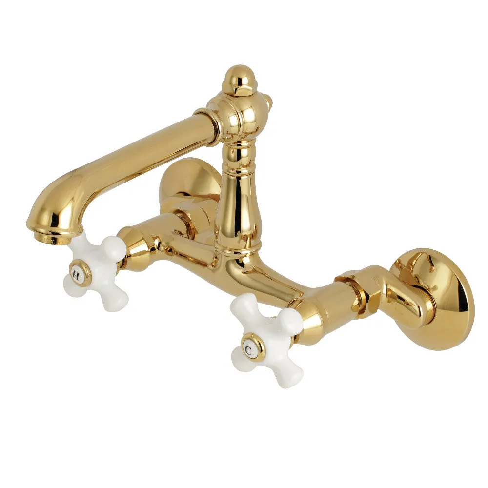 Kingston Brass English Country 6-Inch Adjustable Center Wall Mount Kitchen Faucet