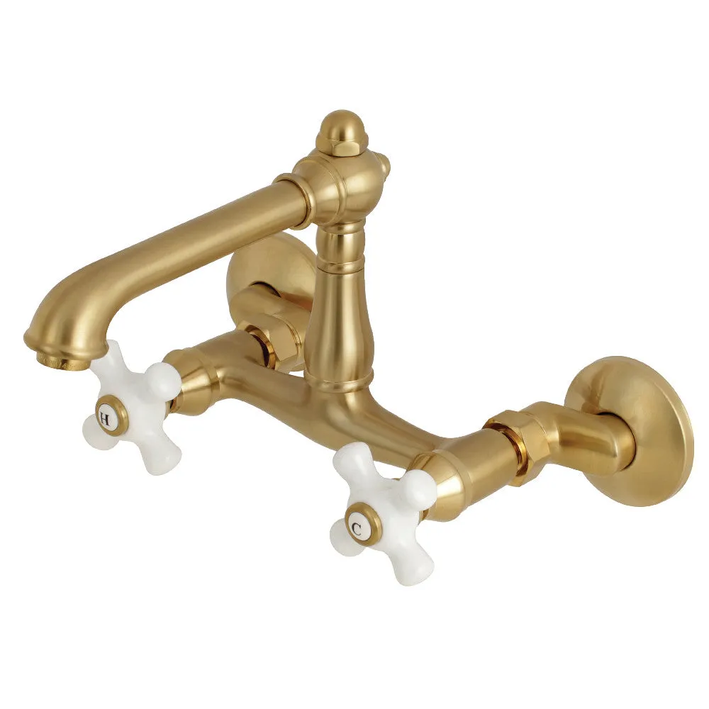 Kingston Brass English Country 6-Inch Adjustable Center Wall Mount Kitchen Faucet