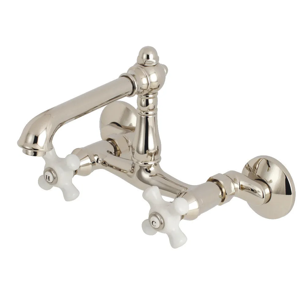 Kingston Brass English Country 6-Inch Adjustable Center Wall Mount Kitchen Faucet