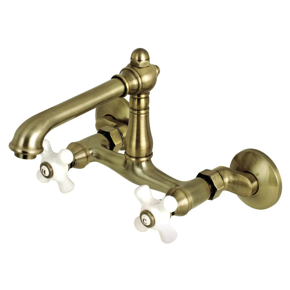 Kingston Brass English Country 6-Inch Adjustable Center Wall Mount Kitchen Faucet