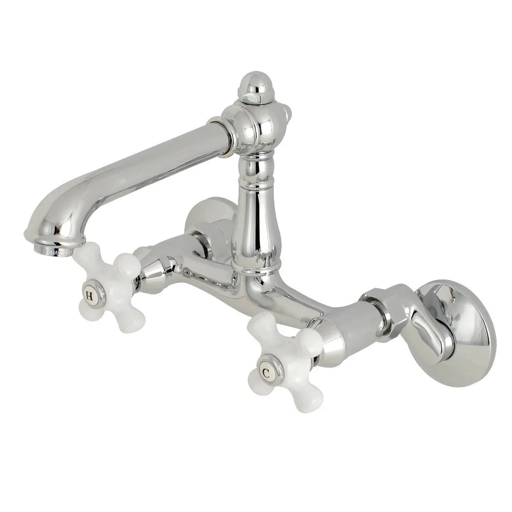 Kingston Brass English Country 6-Inch Adjustable Center Wall Mount Kitchen Faucet