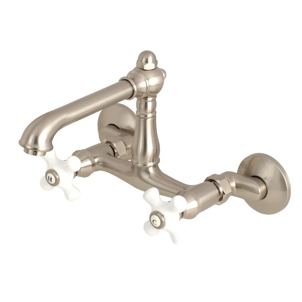 Kingston Brass English Country 6-Inch Adjustable Center Wall Mount Kitchen Faucet