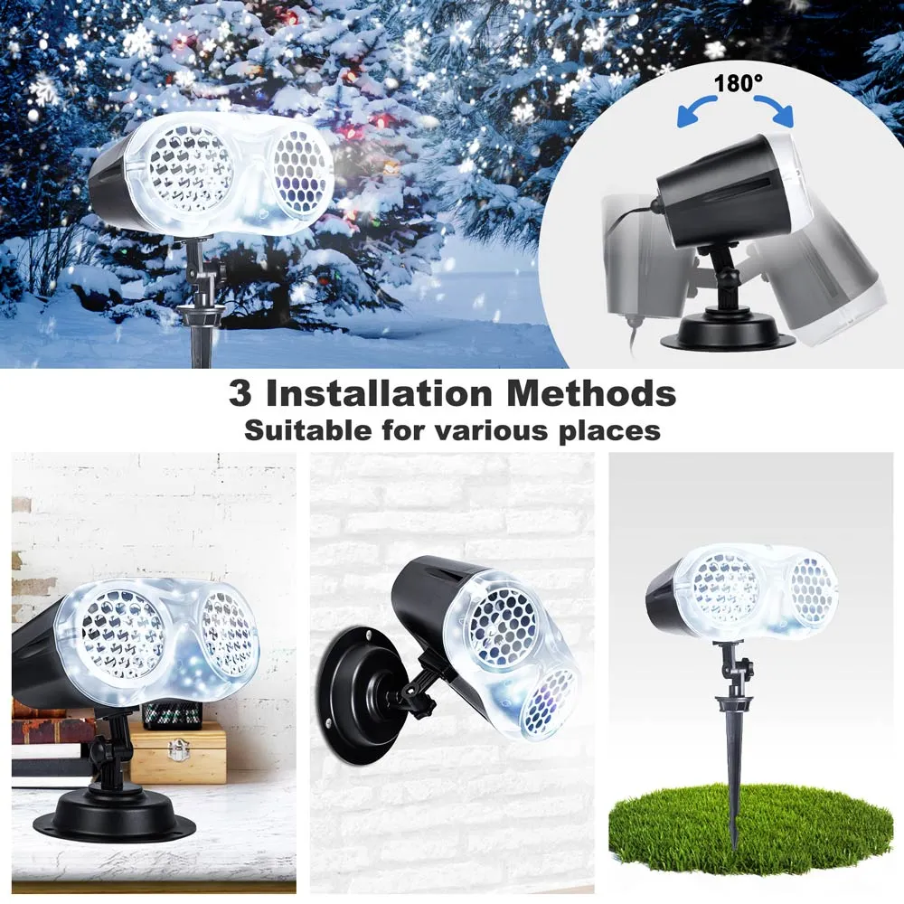 LED Binocular Rotating Snowflake Projector