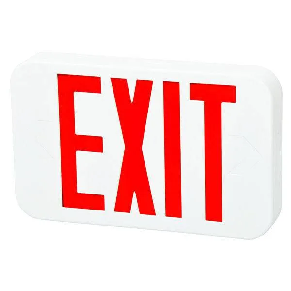 Led Exit Sign Red Letters White Housing Battery Back Up