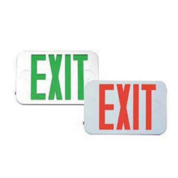 Led Exit Sign Red Letters White Housing Battery Back Up