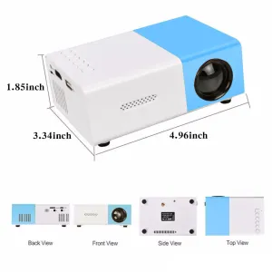 Mini Home Portable Cinema Projector - LED Compact Entertainment Projector for Movies & Gaming (White blue)