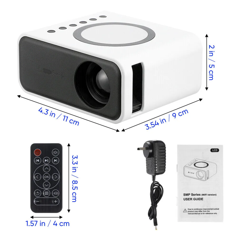 Mini Portable 1080P HD Smart Projector, Dual-Mode, WIFI, Bluetooth