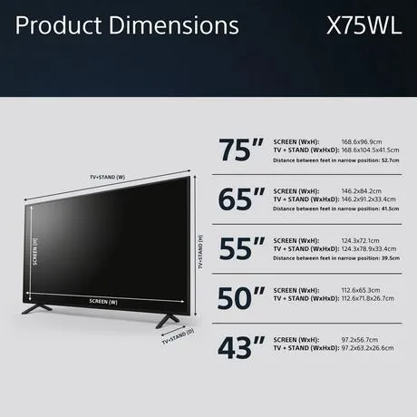 Sony KD75X75WLU 75 Inch X75WL LED 4K UHD HDR Google Smart Bravia TV 2023