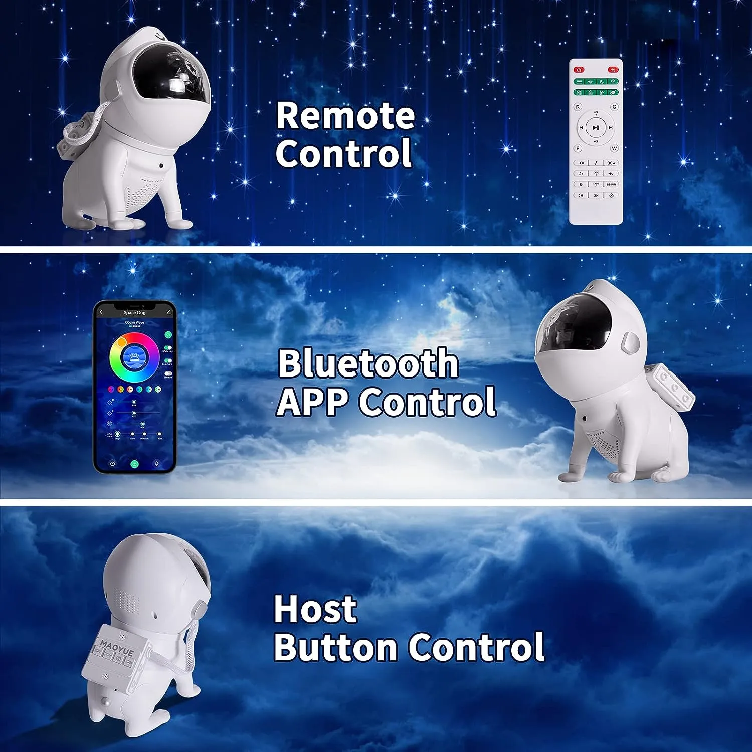 Space Dog Night Projector with Bluetooth Music