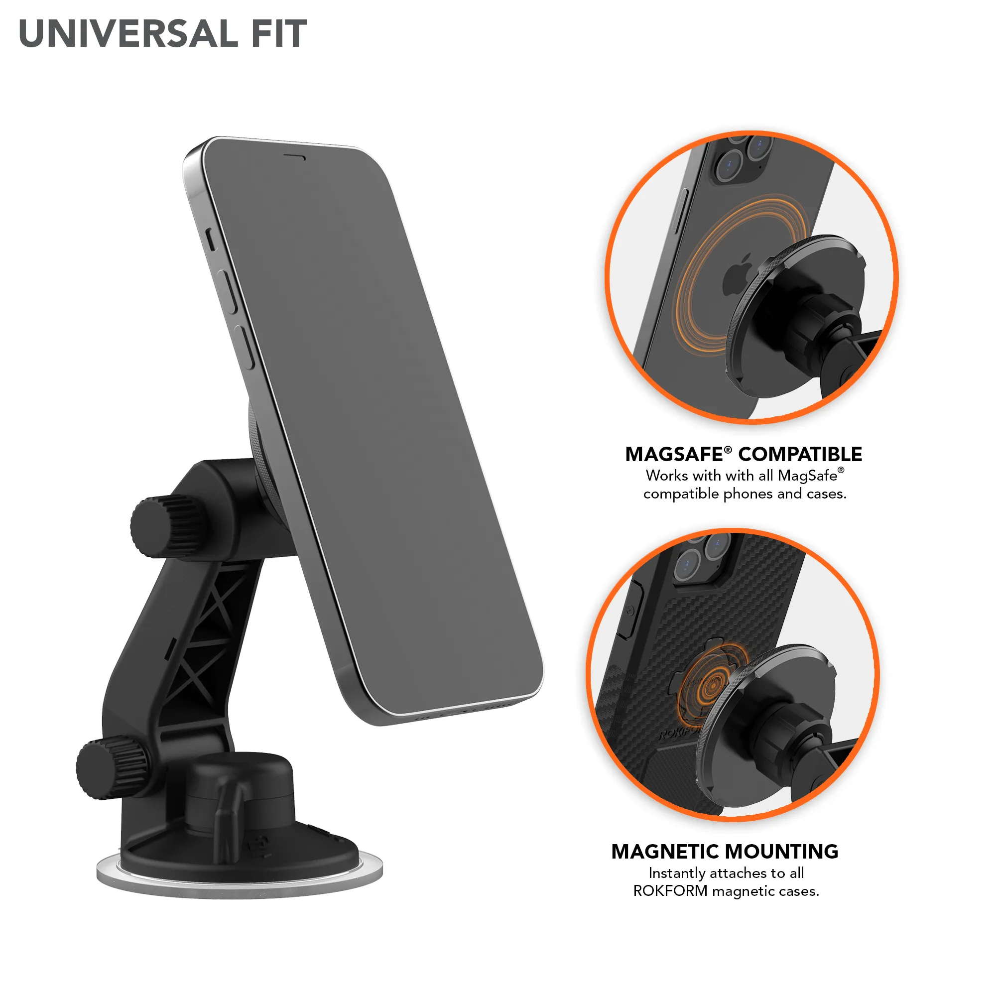 Suction Cup Magnetic Phone Holder - MagSafe® Compatible