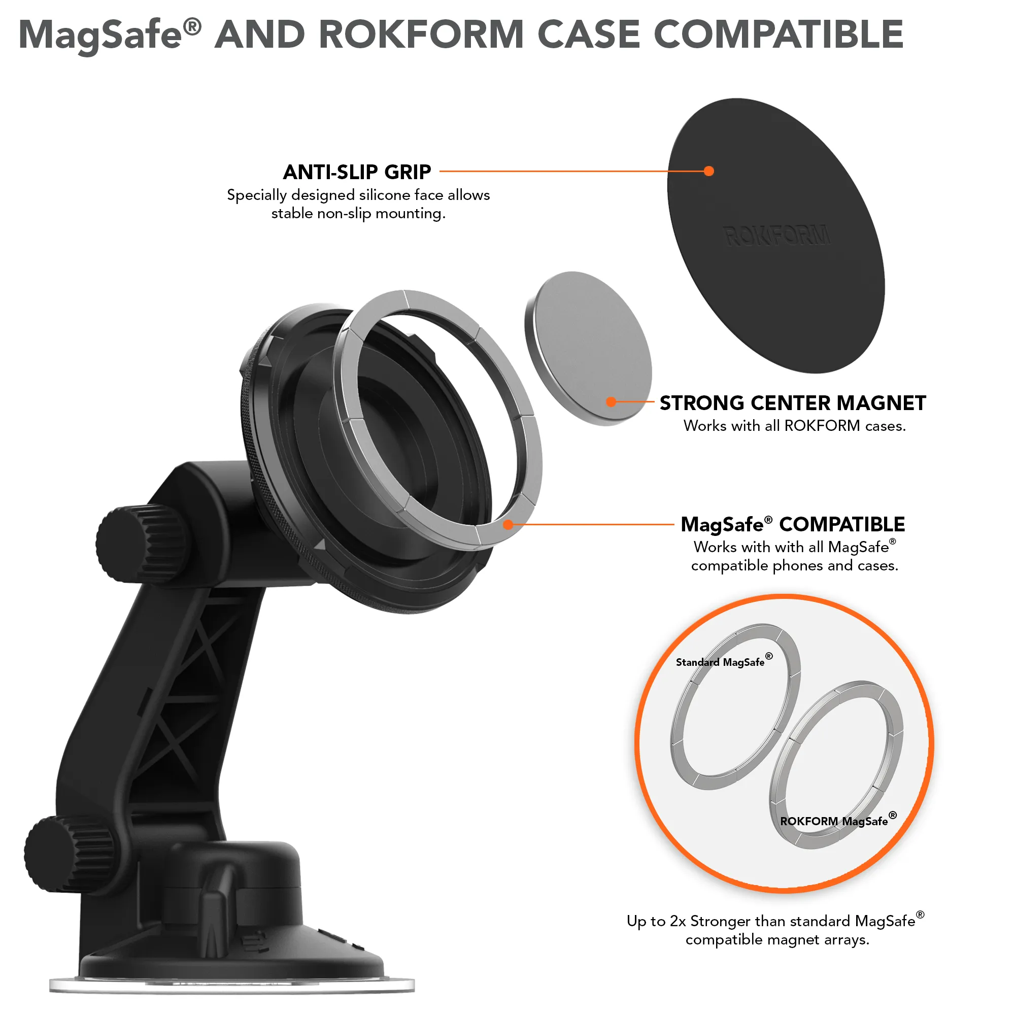 Suction Cup Magnetic Phone Holder - MagSafe® Compatible