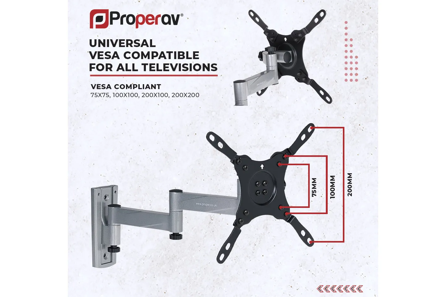 Swing Arm Lockable TV Wall Bracket 13" 15" 17" 19" 23" 24" 28" 32" 37" 40" 42" 43" for Motorhome RV Caravan and Boat VESA Max 200x200