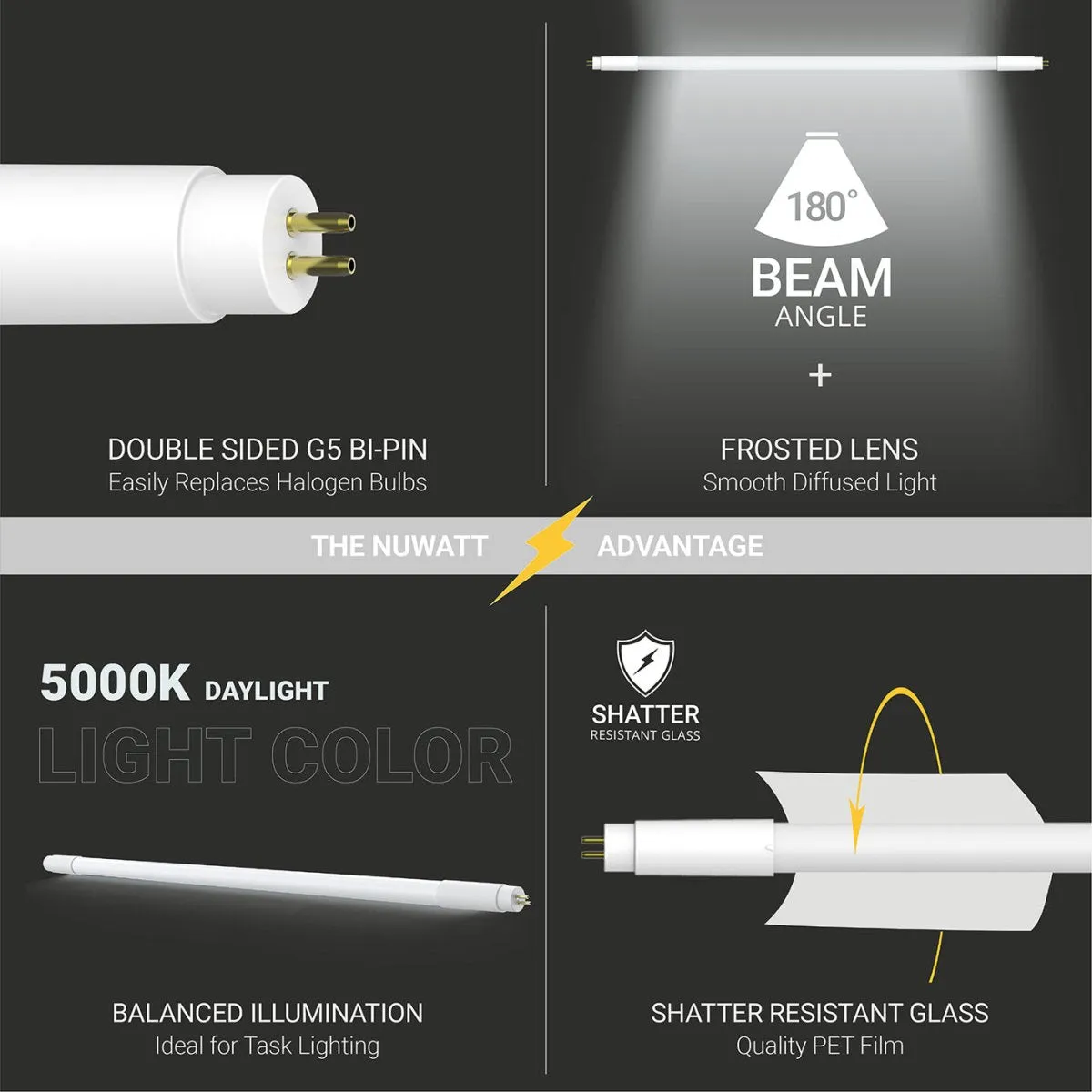 T5 LED Tube Lights 4FT - 5000K - Type A&B - Plug and Play or Ballast Bypass - 24W - 3200LM - Double Ended - 30 Pack