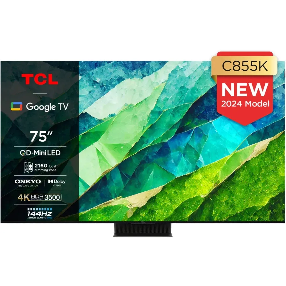 TCL 75C855K 75 Inch C855K 4K UHD QLED Mini LED Smart TV and S55H Dolby Atmos Soundbar with Subwoofer Bundle 2024