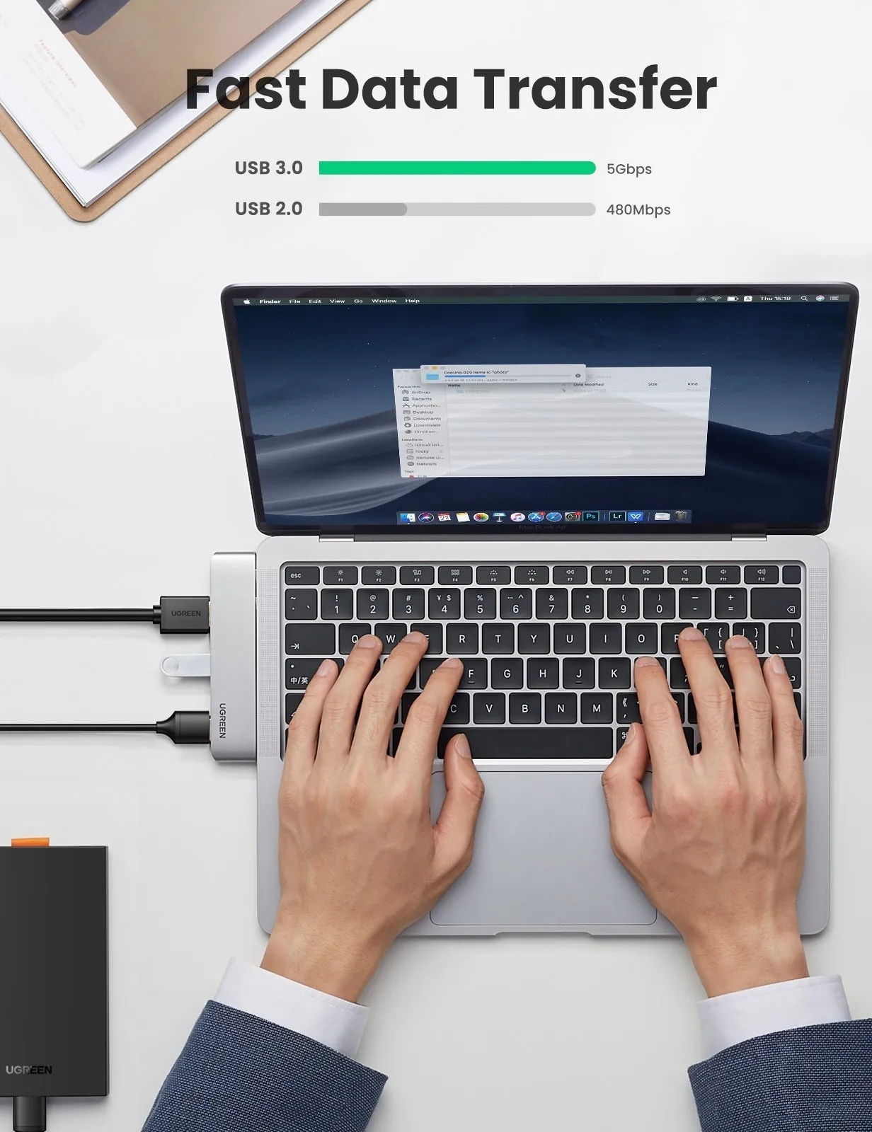 UGREEN 5-in-2 USB C Hub for MacBook Pro/Air