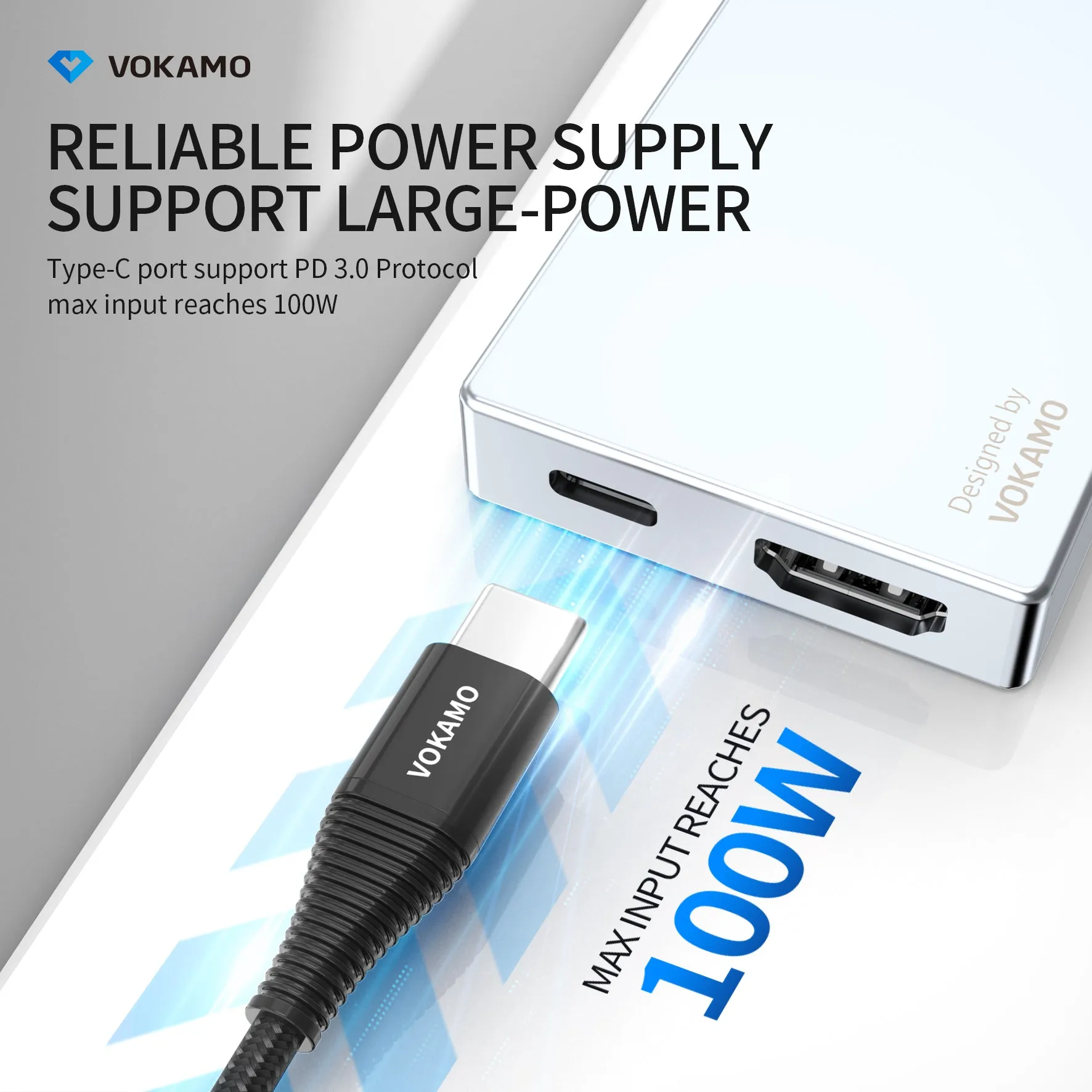 VOKAMO USB C HUB,6-IN-1 Multiport Adapter Portable 4K HDMI USB C Dongle