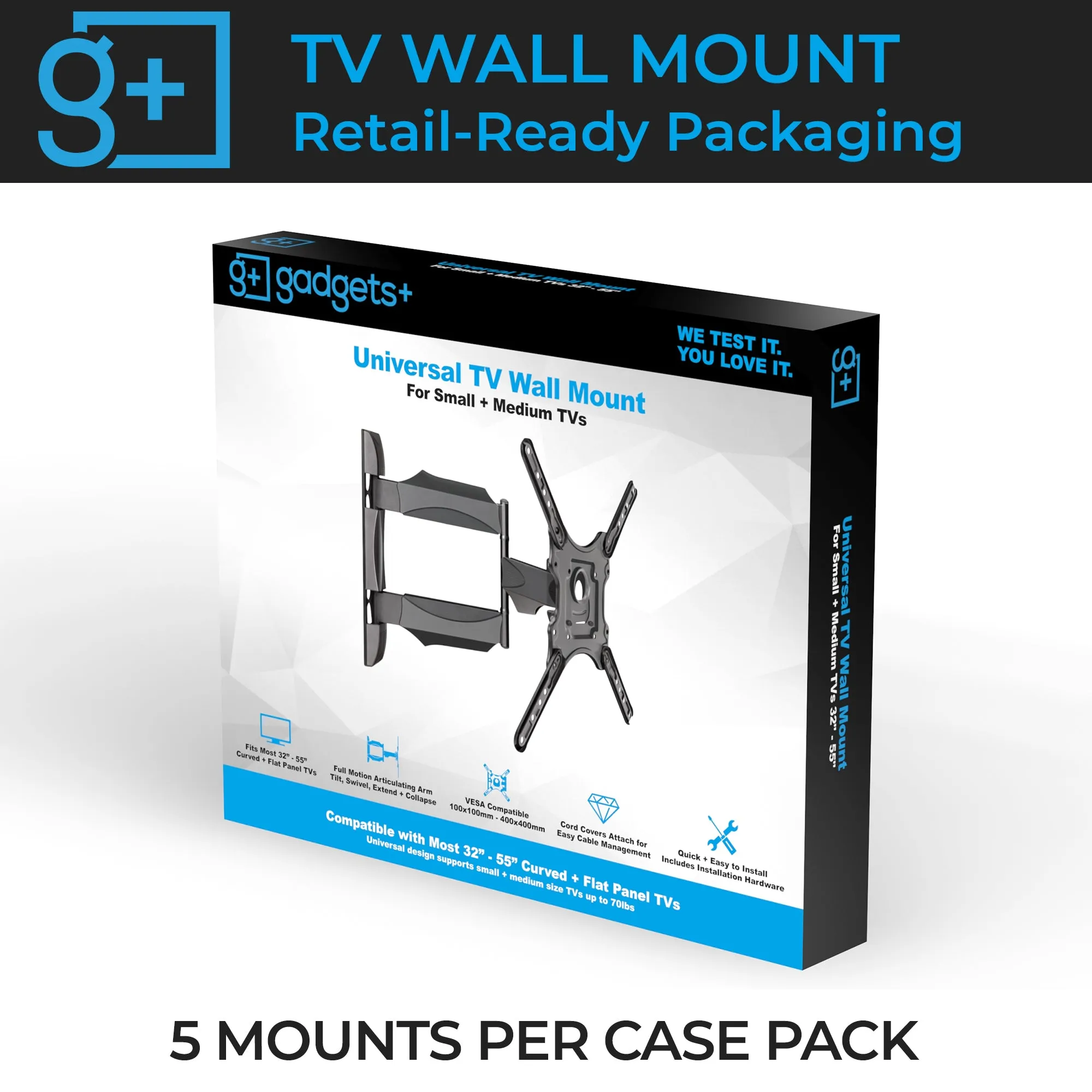 W - Gadgets  Universal TV Wall Mounts 32" - 55" in Retail Packaging