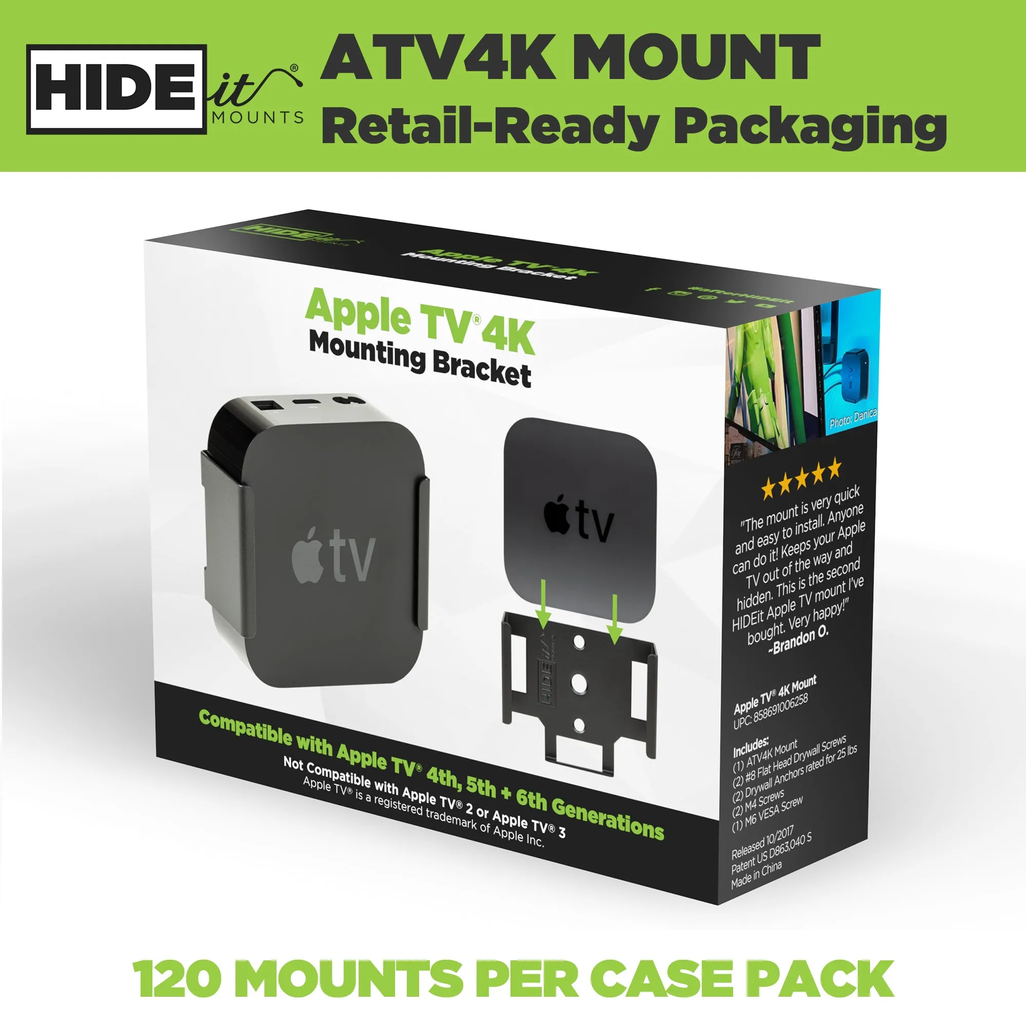 W - HIDEit ATV4K Retail Packaging | Apple TV 4K Mounts in Retail Packaging